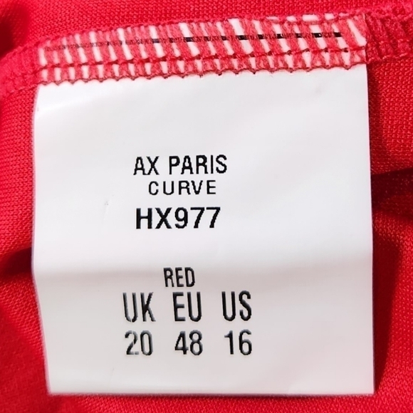 AX Paris Curve Womens 20 Red Reuffle Detail Midi Summer Dress NWT - Picture 11 of 12